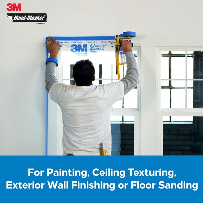 3M Hand Masker M3000 Tape Dispenser, Film & Tape, Applies Painter's Tape to Masking Film or Paper in One Continuous Application, Compact & Lightweight Design, Saves Time When Preparing For Painting