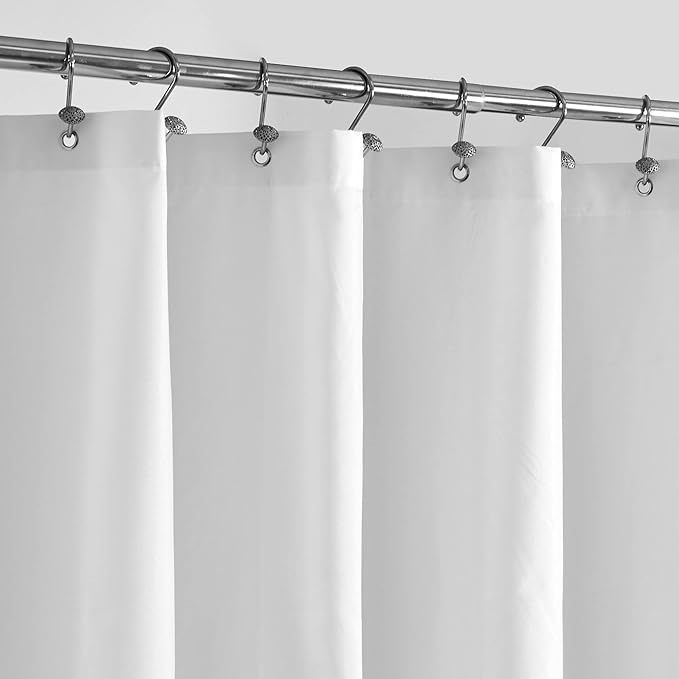ALYVIA SPRING Stall Fabric Shower Curtain Liner Waterproof - 36" x 72", Soft & Lightweight Small Shower Curtain with Magnets for Narrow Stall Size, Machine Washable - 36x72, White