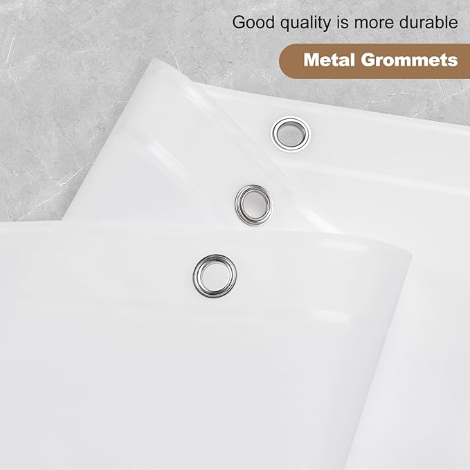 UFRIDAY White Shower Curtain Liner Premium PEVA, Shower Curtain with 3 Magnets, Metal Grommets, White, Standard Size 48x78 inch