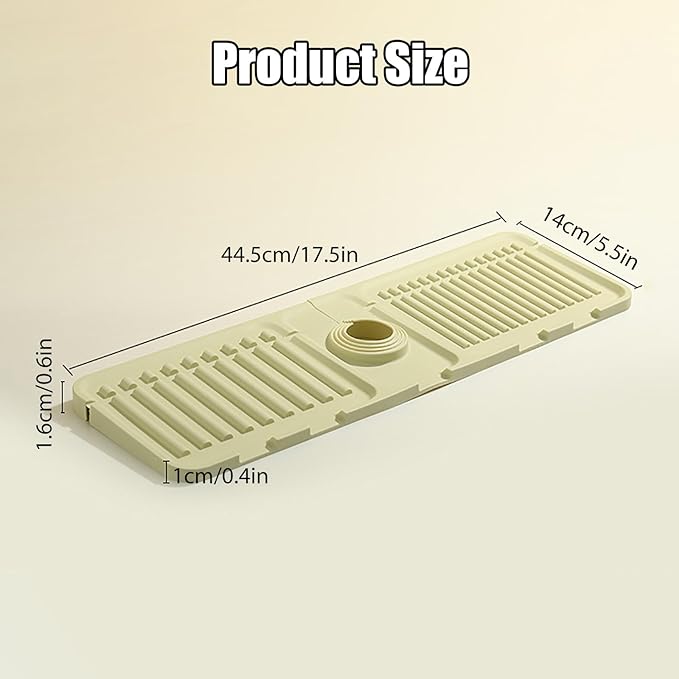 Faucet Mat for Kitchen Sink - 2024 Premium Upgrade: Enhanced Silicone Splash Guard with Rapid Drying & Dish Soap Sponge Holder, Perfect for Stone Sinks in Kitchen & Bathroom (Beige, 2 Pack)