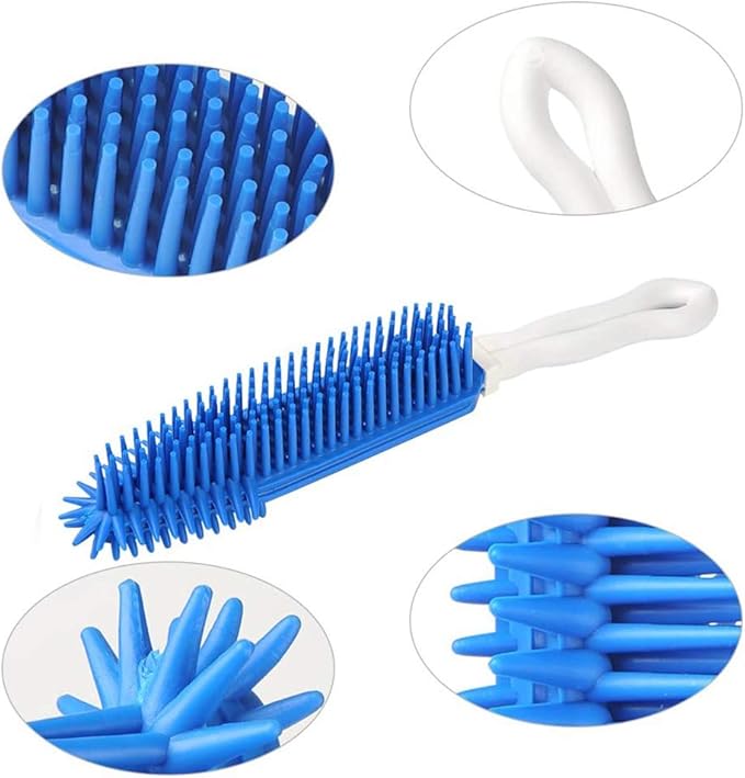 LandHope 2 Pack Pet Hair Removal Tool Pet Hair Remover Rubber Cat Hair Remover Portable for Carpet Clothes Furniture Sofa Leather Car Seat Bath with Massage Effect (Green + Blue)