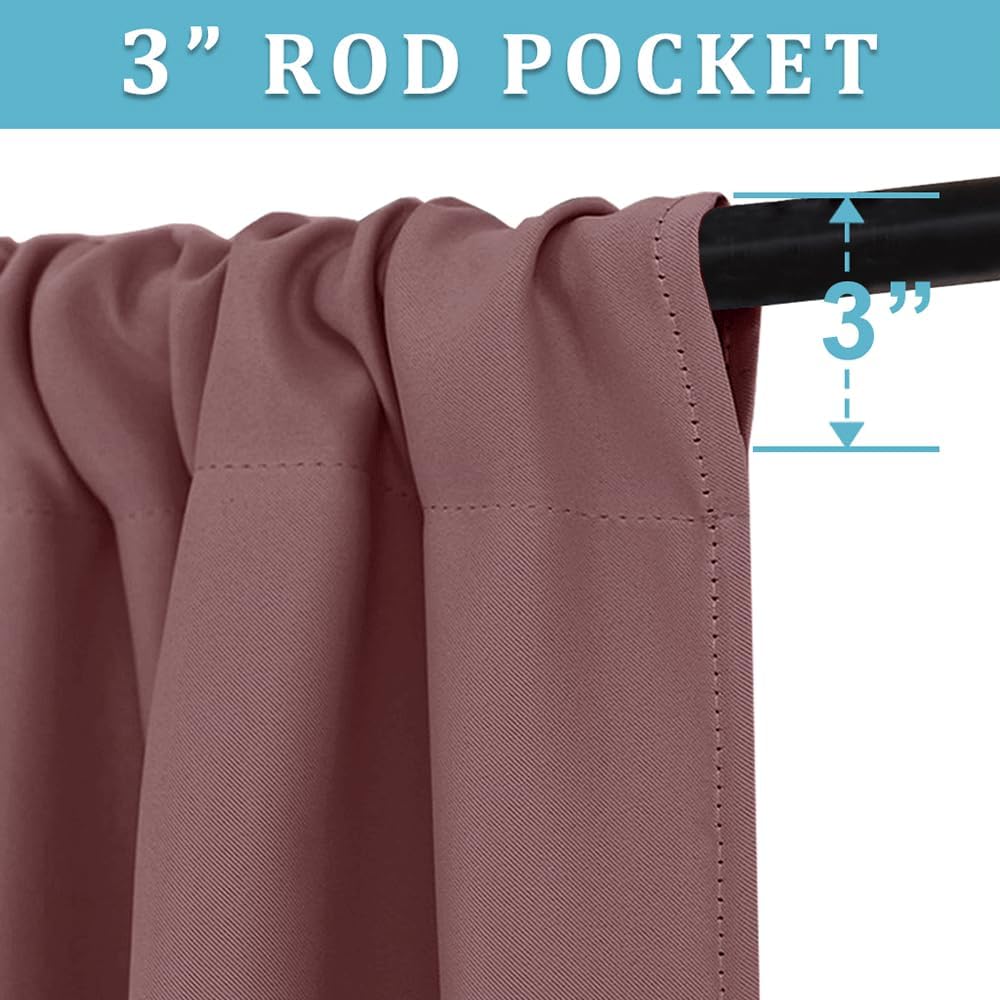 RYB HOME Small Window Curtains for Kitchen, Thermal Insulated Privacy Shades for Bedroom Basement Bathroom Door Half Window Tiers, Width 34 x Length 36 inch, 2 Panels, Dusty Rose