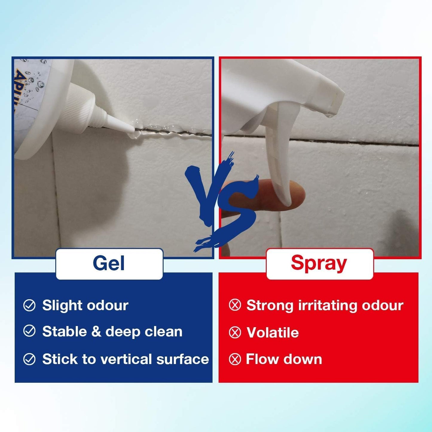 APULITO Household Gel Effective for Bathroom Shower Tile Grout Sink Cleaning