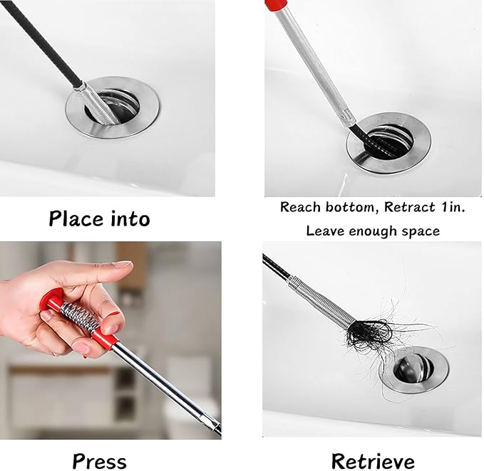 61 inch Drain Snake Grabber Claw Pickup Tool Drain Hair Remover Tool Sewer Cleaner Hook Long Grabber Drain Tool Home Sink And Toilet Drain Cleaner Tool