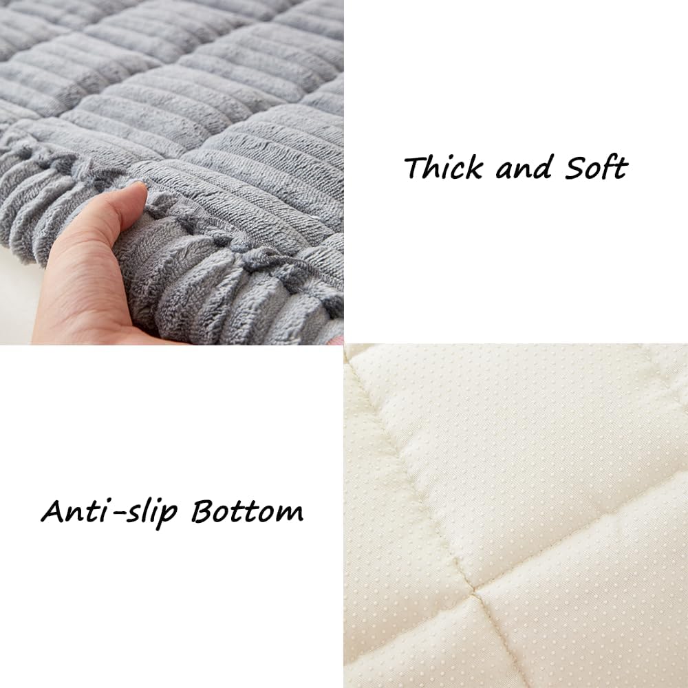 Couch Cover for Dogs Washable, Fuzzy Pet Couch Covers for 3 Cushion Sofa Pet Friendly, Non Slip Sofa Cover (Light Gray, 27.6" x 82.7"/70 x 210cm)