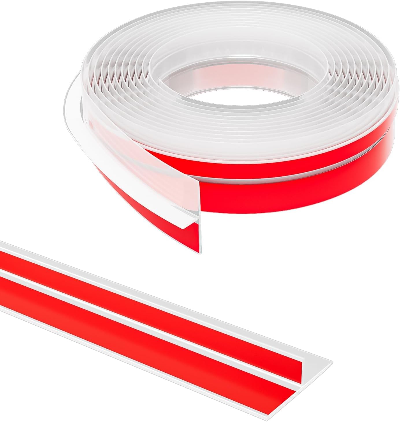 T-Shaped Door Draft Stopper, 1.97 in x 10 Ft Silicone Seal Strip for Windows Gaps, Weather Stripping Seal Strip Shower Sweep, White