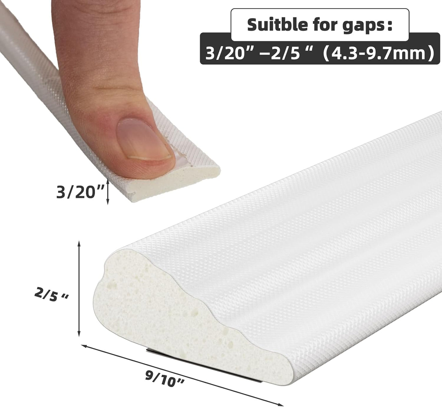 3 Pack*16.4 Ft Weather Stripping Seal Strip for Doors,Soundproofing Window Insulation Draft Stopper for Winter, Selfadhesive Foam Weather Strip for Door Frame,Door Gap Filler Noise Blocker(White)