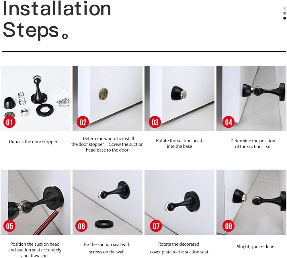 Door Stopper 6 Pack Magnetic Door Stops, Zinc Alloy Antique Brass Door Catch Door Holder Wall Floor Mounted, Metal Soft-Catch