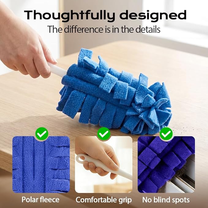 360° Electrostatic Duster Refills, 2026 New Washable & Reusable Microfiber Pads Fleece Duster Refill Compatible Tools for Cleaning Home, Blinds, Car, Pet, Furniture, Fans (Green)