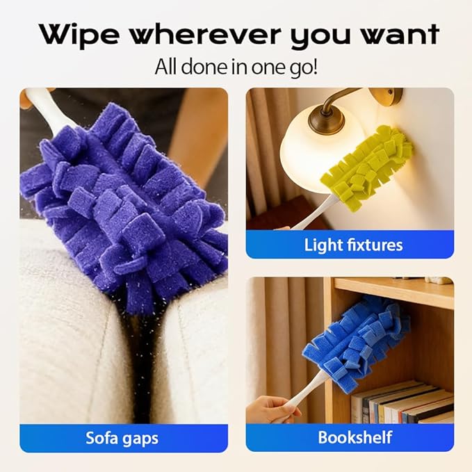 360° Electrostatic Duster Refills, 2026 New Washable & Reusable Microfiber Pads Fleece Duster Refill Compatible Tools for Cleaning Home, Blinds, Car, Pet, Furniture, Fans (Mix)