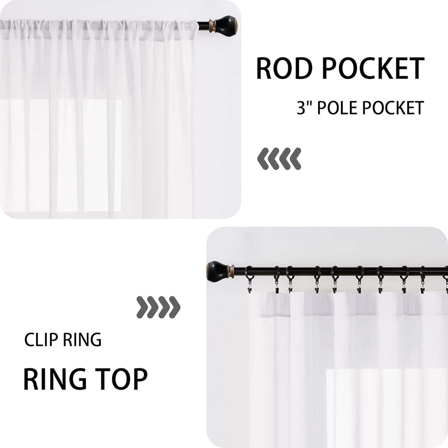 Tollpiz Sheer Door Curtain Closet Linen Textured Curtains Sheer Doorway Light Filtering Voile Patio Glass Door Rod Pocket Curtain French Door, 54 x 72 inches Long, White, Set of 1 Panel