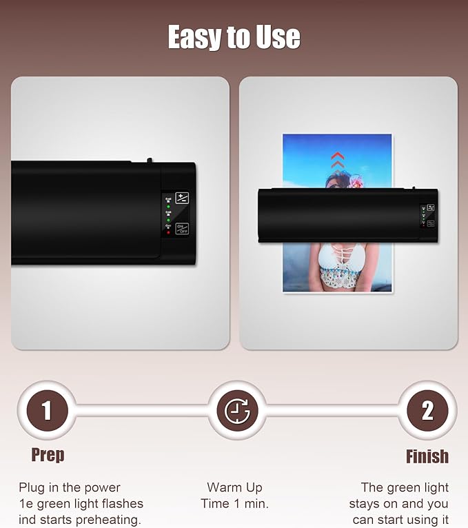 13 Inch 9-in-1 Laminator Machine, Laminator with Sheets for Hot & Cold Laminating Machine for Home, Office, or School Use, Features Fast 60-Sec Warm Technology and Never-Jam Design