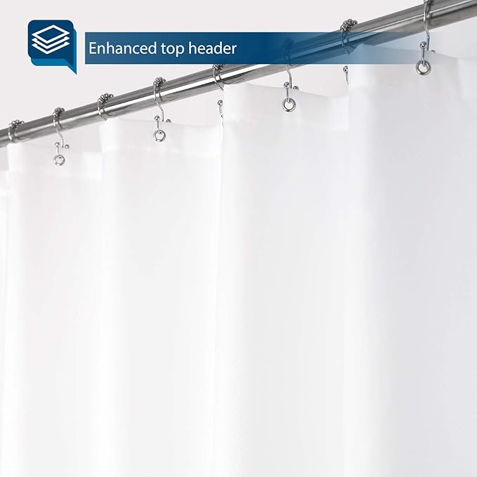 Barossa Design Waterproof Fabric Shower Stall Curtain Liner Microfiber 54" W x 78" H - Hotel Quality, Machine Washable, White Shower Liner for Bath Tub, 54x78