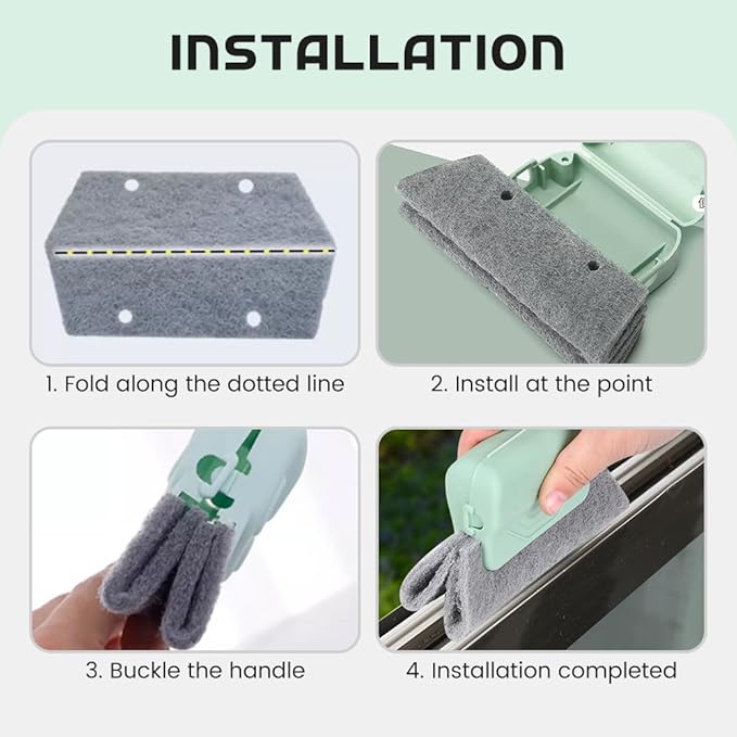 Magic Window Track Cleaner, 2025 New Groove Cleaning Brush Tools Set, Hand-held Window Track Cleaner Brushes Tools for Window lides Gaps Tile Lines Shutter Car Vents (Green, 6PCS)