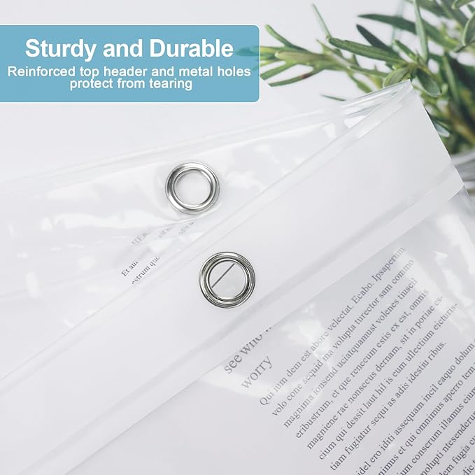EurCross Small Extra Long Clear Shower Curtain Liner 60 inch Wide by 84 inches Length with 5 Magnet Weights and Hooks, 9G Premium PEVA See Through Small Plastic Shower Curtain 60x84