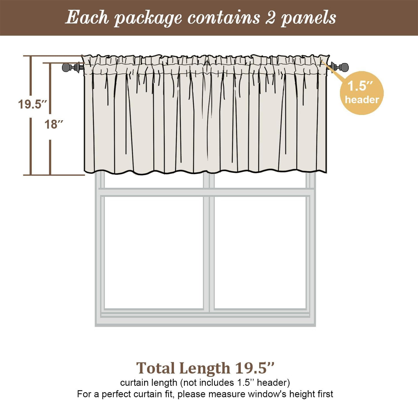 Chyhomenyc Sheer Valances for Windows 2 Pack, Small Window Curtains for Living Room Bathroom Cafe Laundry Basement, Modern Top Dual Rod Pocket Voile Curtain, 42W x 18L inches, Royal Blue
