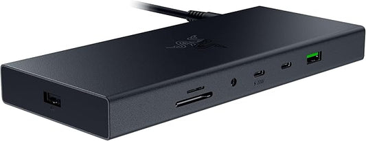 Razer USB 4 Dock: 14 Ports (Type C, Type A, HDMI, DP, Ethernet, SD, 3.5mm) - Dual Monitor Up to 4K 120 Hz - Laptop & Phone Fast Charge - Durable Lightweight Casing - Windows & Mac Compatible - Black