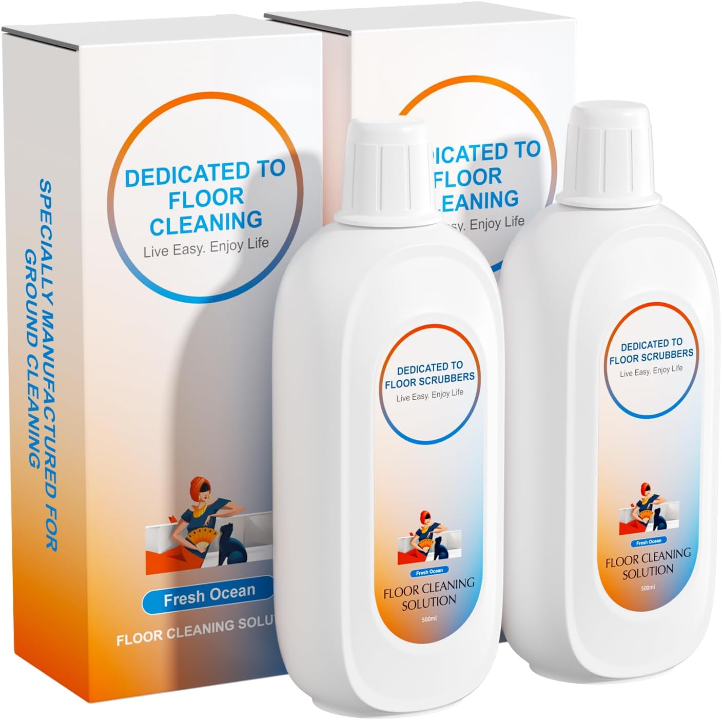 Floor Cleaning Solution Compatible With Tineco , Deep Cleans for Multiple Hard Floors, Suitable With All Robot Vacuums with Mopping and Cordless Wet/Dry Vacuum Mop Cleaner (Fresh Ocean 2 Bottle)