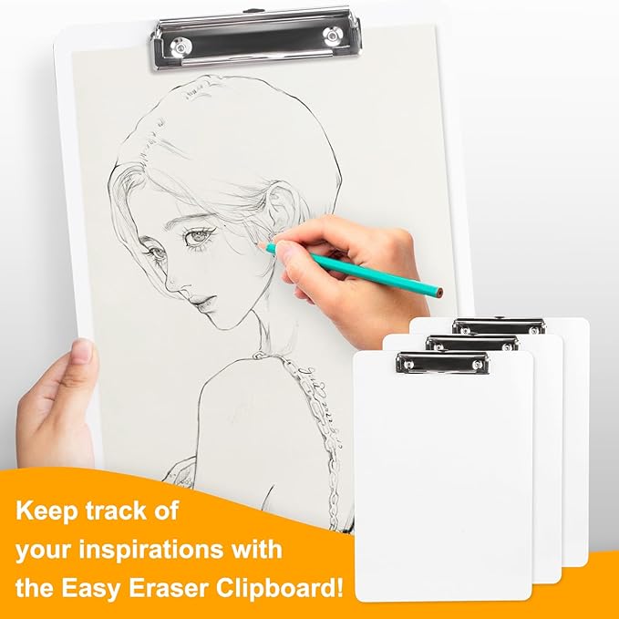 Dry Erase Wood Clipboard, Hardboard Clip Board 8.5x11 for Classroom, Students, Kid, Size 9" x 12.5", Double-Sided White Board, with Low Profile Clip, Office & School Supply