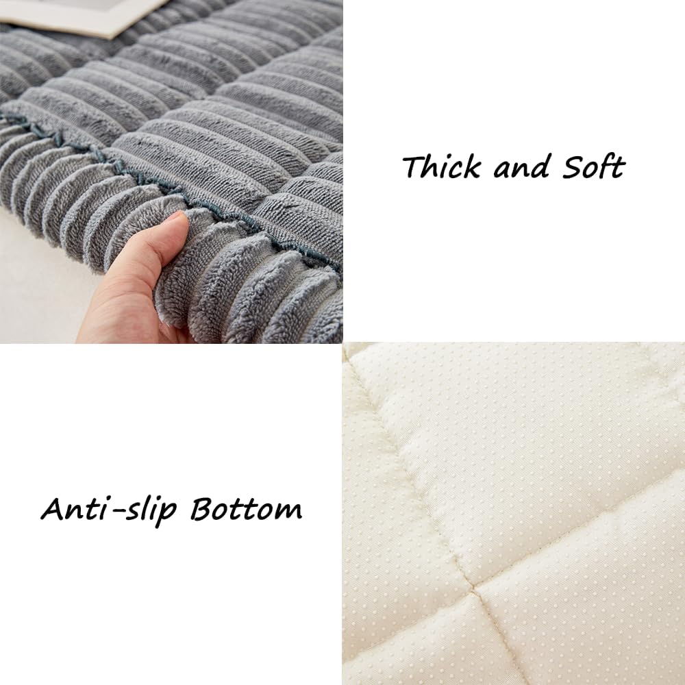 Couch Cover for Dogs Washable, Fuzzy Pet Couch Covers for 2 Cushion Sofa Pet Friendly, Non Slip Sofa Cover (Blue-Grey, 23.6" x 47"/60 x 120cm)