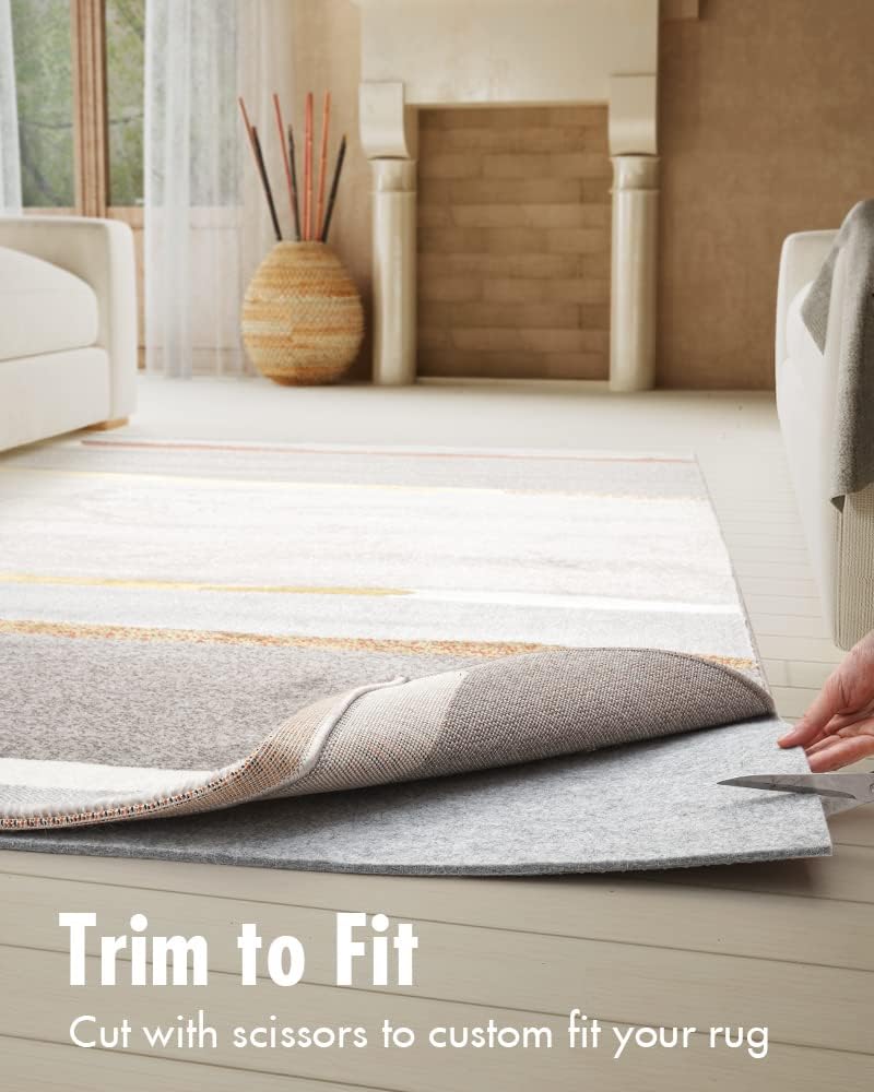 Non Slip Rug Pad Gripper - Round 5 Feet 1/4” Extra Thick Felt Under Rug for Runner Rugs and Hardwood Floors,Super Cushioned Non Skid Carpet Padding