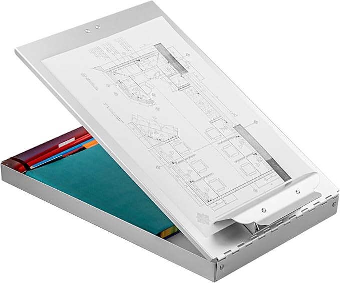 ZCZN Aluminum Clipboard with Storage, 2 Pack Recycled Metal Clipboard Box, Form Holder, Suitable for School, Office, Jobsite or Medical Staff, 9.25 x 13.78 Inches, Silver