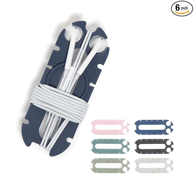 U Brands Oval Wired Ear Buds Cord Caterpillar Wrap, Set of 6 Cord Organizers for Apple Headphones Wired, Travel Essentials, Electronics Cable Management