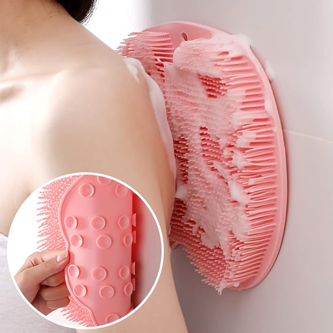 Silicone Shower Foot Scrubber Mat, Upgraded Wall Mounted Slip Suction Cups Foot Scrubber Cleaner, 2025 New Foot Back Cleaning Pad Back Washer Back Exfoliating Bath Wash Pad (Blue)