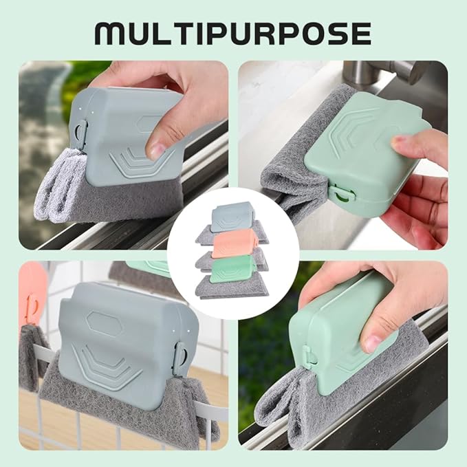 Magic Window Track Cleaner, 2025 New Groove Cleaning Brush Tools Set, Hand-held Window Track Cleaner Brushes Tools for Window lides Gaps Tile Lines Shutter Car Vents (Green, 6PCS)