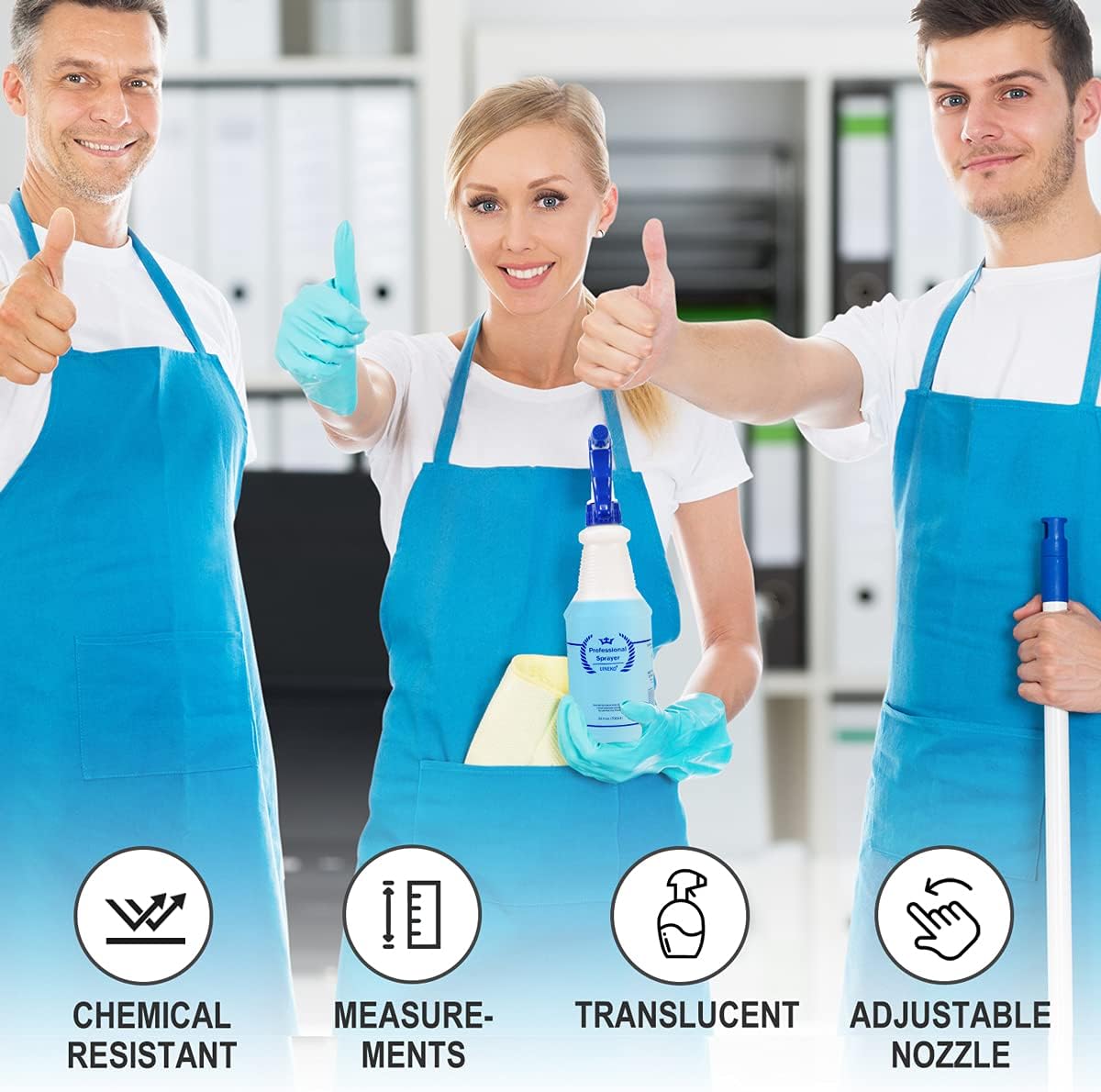 Plastic Spray Bottle (3 Pack, 24 Oz, 3 Colors) Heavy Duty All-Purpose Empty Spraying Leak Proof Mist Water Bottles for Cleaning Solutions Plants Essential Oils Hair Pet with Adjustable Nozzle