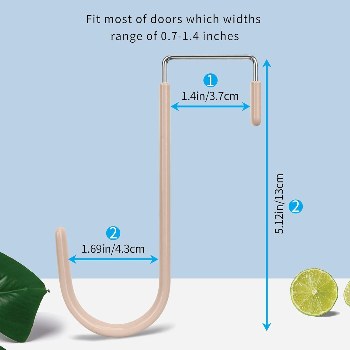 FYY Over The Door Hooks, 4 Pack Door Hangers Hooks with Rubber Prevent Scratches Heavy Duty Organizer Hooks for Living Room, Bathroom, Bedroom Hanging Clothes, Towels, Hats, Coats, Bags Nude