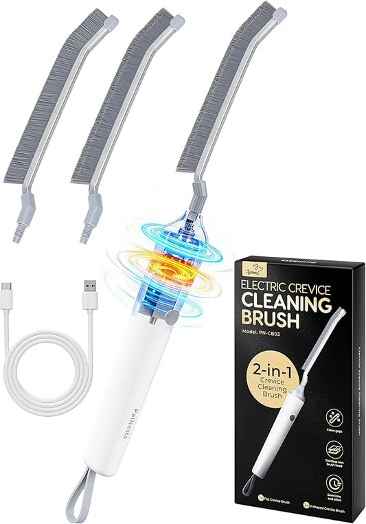 Reciprocating Deep-Clean Brush - Powered by Back-and-Forth Scrubbing Action & LED Light, 3-Speed 2-in-1 Hard and V-Shaped Bristles for Grout, Kitchen, Bathroom, Car, Pet Areas, CB03