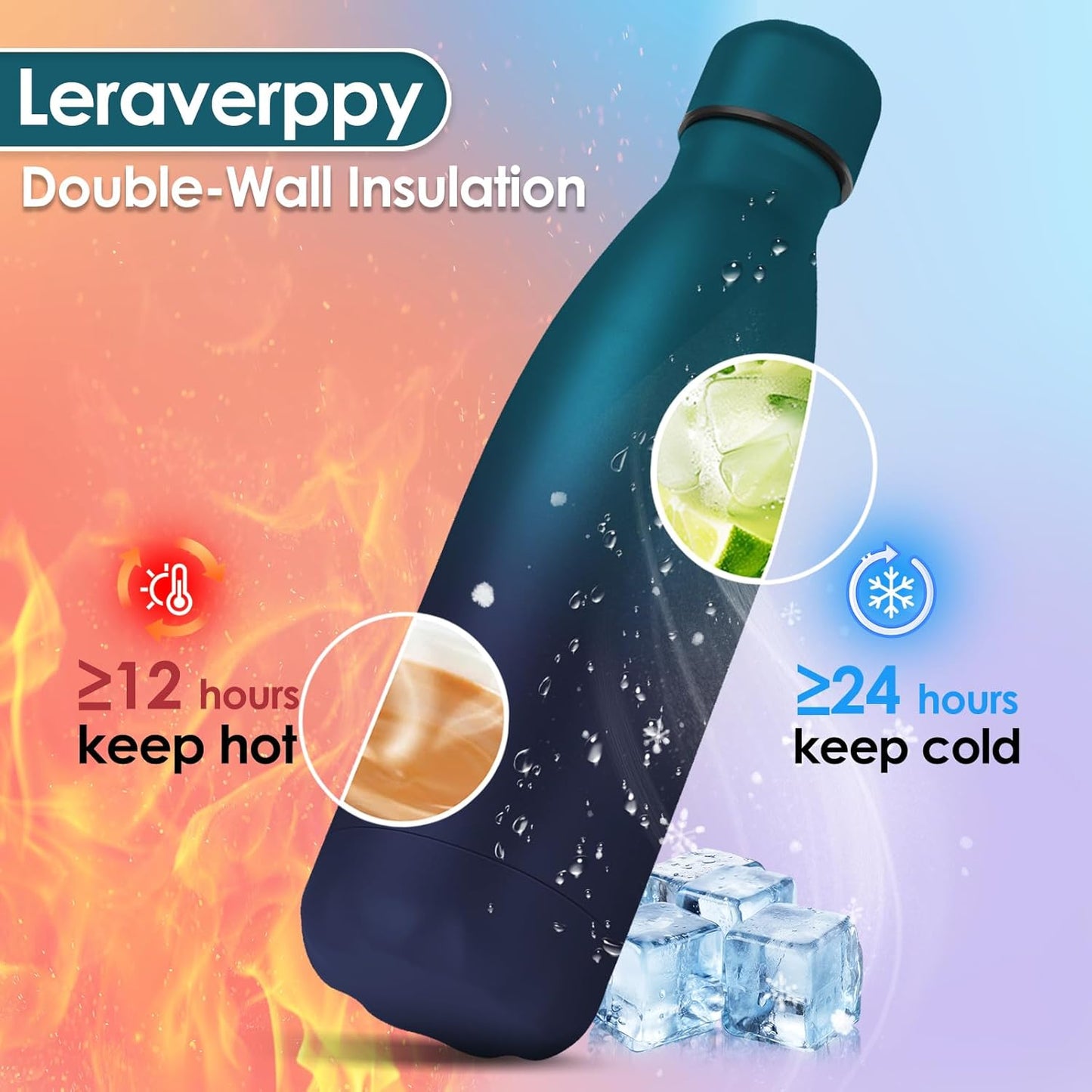 25oz Cola-Bottle Shaped Stainless Steel Leak-proof Water Bottle,Double Wall Vacuum Insulated Metal,Travel Mug For Sports Indoors & Outdoors,BPA-Free Kids Flasks,Dark Night(4 Pack)