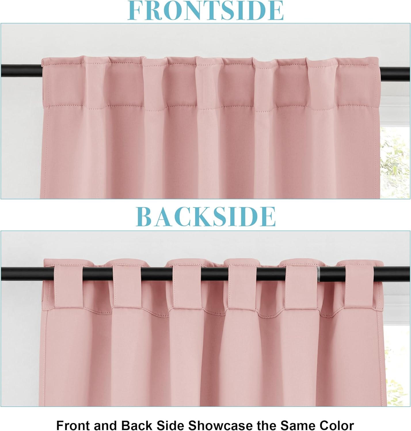 RYB HOME Blackout Curtains for Bedroom, Small Windows Shades Thermal Insulating Privacy Drapes for Living Room Classroom Kitchen Bathroom Dining, Wide 42 x Long 36 inch, Peach Blush, 2 Panels