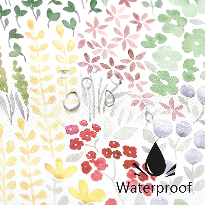 Extra Long Shower Curtain 72 x 96 Inch, Floor to Ceiling X-Long Tall Cute Floral Shower Curtain for Bathroom, Sage Green Wildflower Boho Cottagecore Fabric Shower Curtain Set with Hooks
