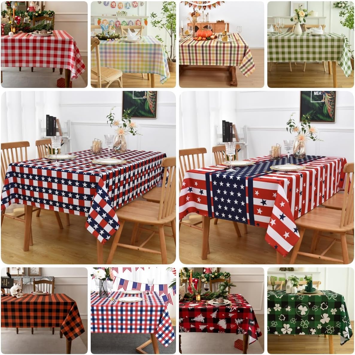 Waterproof Plaid Tablecloth Fabric - Round 120 Inch Classic Gingham Checker Table Cloth for Indoor/Outdoor Use - Buffalo Table Cover for Picnics, BBQs, and Parties