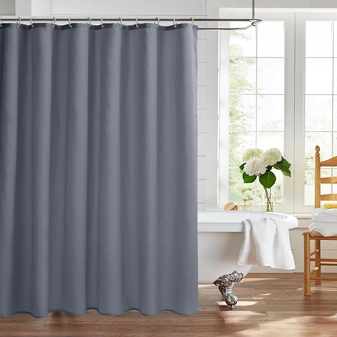 Nasitos Extra Long Fabric Shower Curtain Liners 2 Pack - W72 x H84 - Water Resistant Cloth Shower Curtains with Magnets, Soft Hotel Quality, Machine Washable (Grey, Magnets Included)