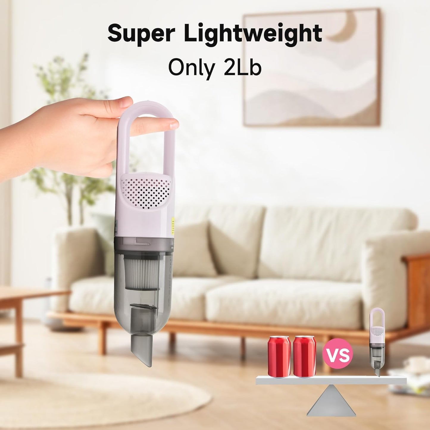 Handheld Vacuum Cleaner,Ultra-Lightweight Mini Portable Vacuums for Home, 6 in 1 Stick Vac Cleaners for Car,Pet Hair(White Corded)