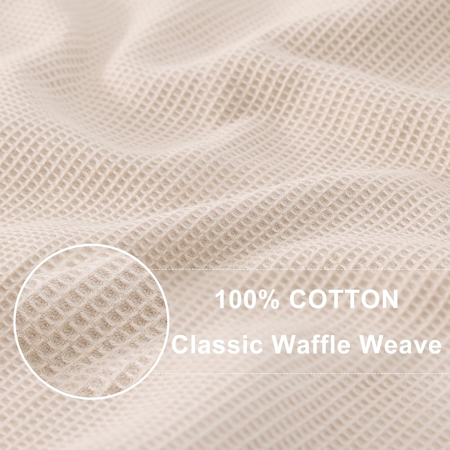 Homaxy 100% Cotton Waffle Weave Kitchen Towels - 4 Pack Soft and Absorbent Dish Towels - 16 x 26 Inches Quick Dry Hand Towels - Beige