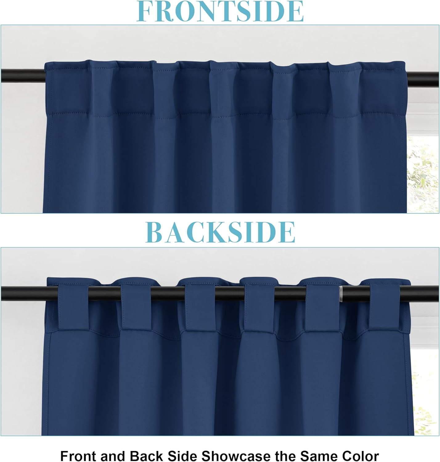RYB HOME Small Window Curtains - Blackout Insualting Privacy Curtains for Kids Bedroom Kitchen Bathroom Basement Cafe Cabinet Tiers Drapes, 34 Width x 24 Length, 2 Panels, Navy Blue