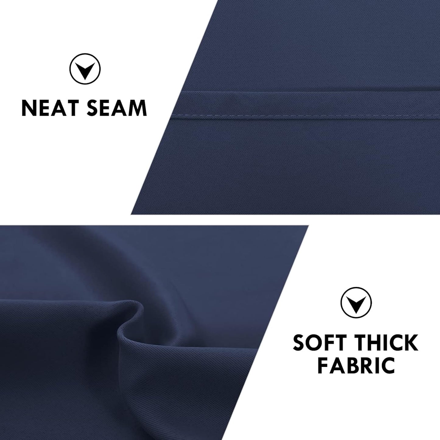 DWCN Navy Room Darkening Blackout Curtains - Thermal Insulated Privacy Energy Saving Window Curtain Drapes 52 x 54 inch Length, Set of 2 Bedroom Living Room Curtains