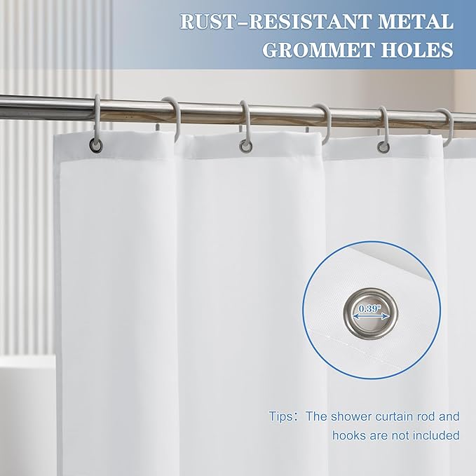 Nasitos Fabric Shower Curtain Liners 2 Pack - W70 x H72 - Washable & Water Resistant Lighweight Cloth Shower Liner for Bathroom, Soft Hotel Quality, Standard Size (White, 8 Magnets Included)