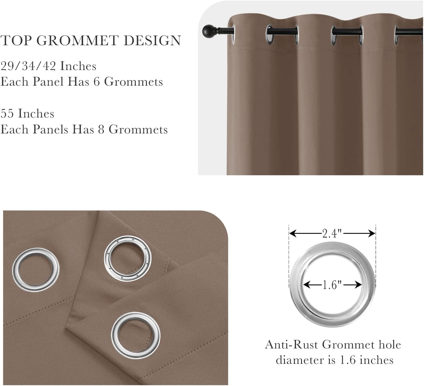 PONY DANCE Blackout Curtain Panels - Window Treatments Room Darkening Thermal Insulated Drapery with Grommets for Living Room Bedroom, W 55" x L 94", Chocolate Brown, 2 Pieces