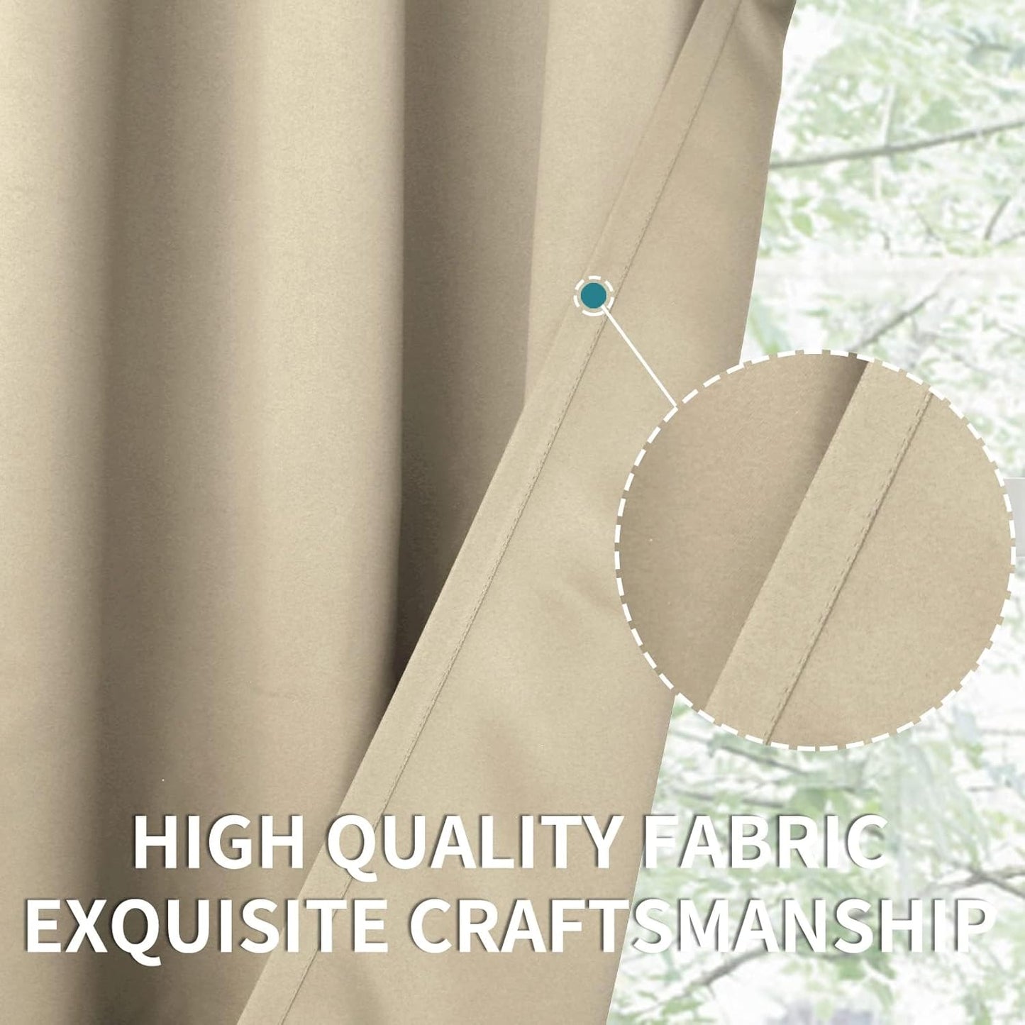 BGment Beige Blackout Curtains for Bedroom Kitchen 45 Inches Long - Short Thermal Insulated Drapes with Rod Pocket Privacy for Bathroom Small Window, 34 x 45 Inch, 2 Panels