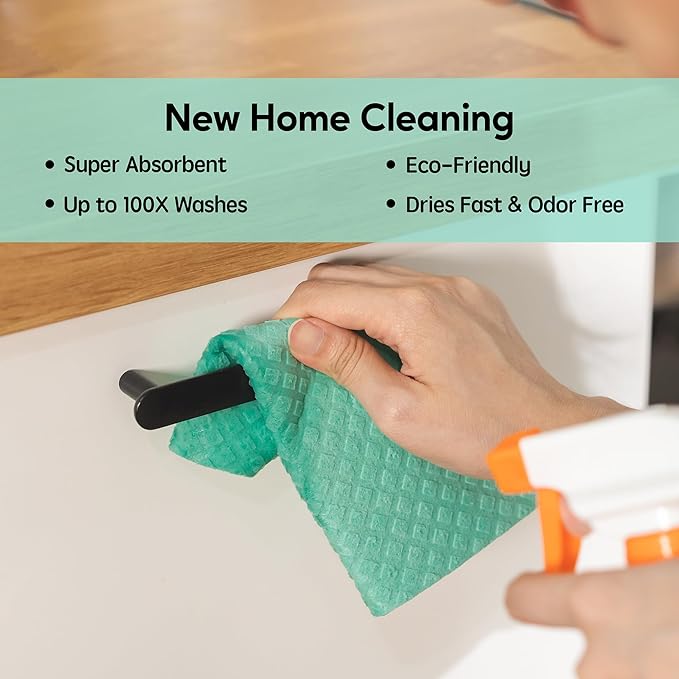 Swedish Dishcloths for Kitchen, 5 Pack Swedish Dish Cloths, Ultra Absorbent Reusable Paper Towels, Cellulose Sponge Cloths, Quick Drying, No Odor, Dishwasher Safe Orange