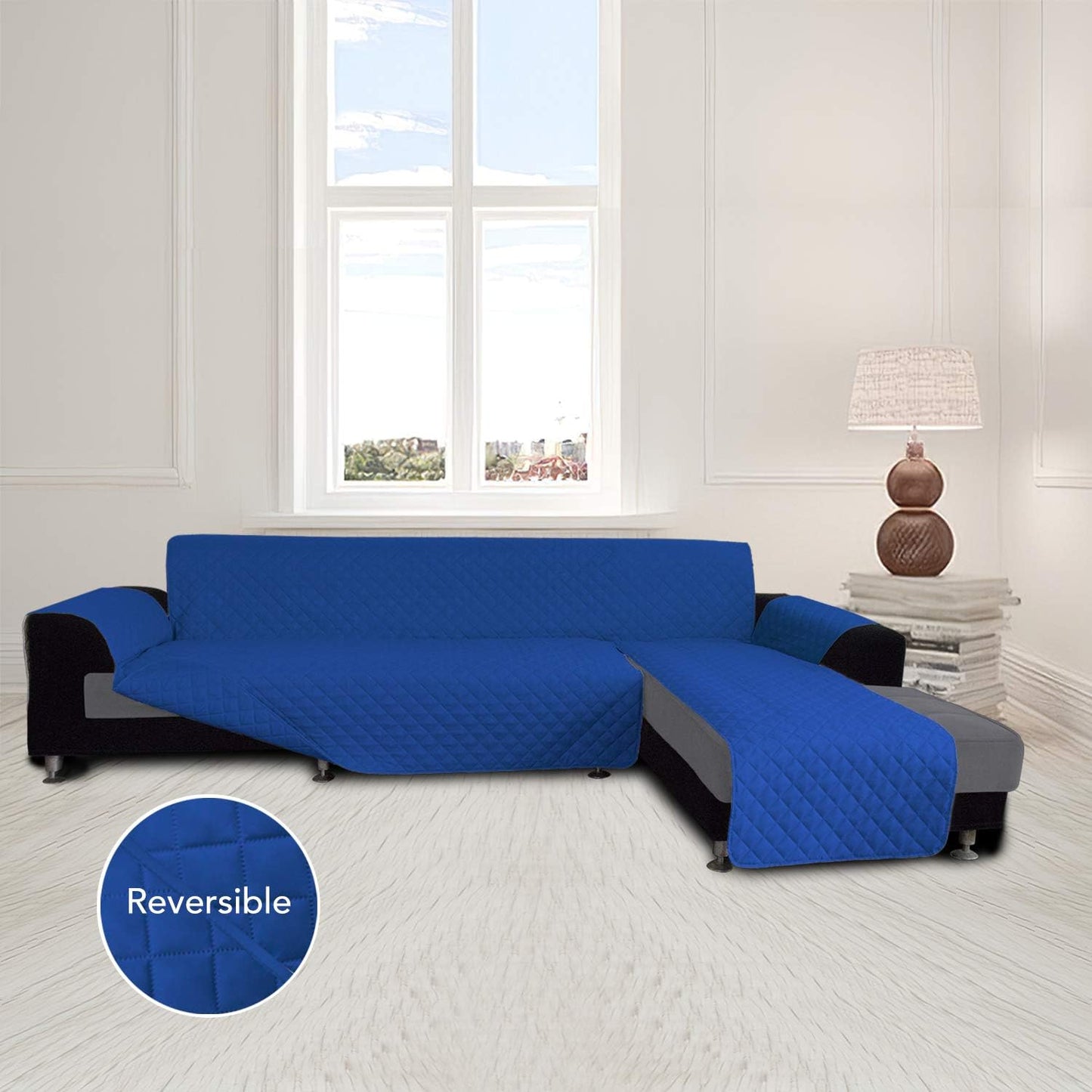 Easy-Going Sofa Slipcover L Shape Sofa Cover Sectional Couch Cover Furniture Protector Mat for Pets Dog Cat (Large,ClassicBlue/ClassicBlue)