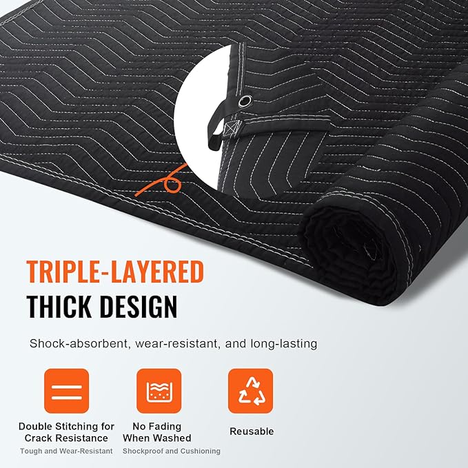 VEVOR Sound Dampening Blanket, 96" x 80", Extra Large Studio Grommeted Blanket with Grommets, Light Blocker for Door Acoustic Noise Blocking Blanket Studio Sound Absorption Sheet, Black