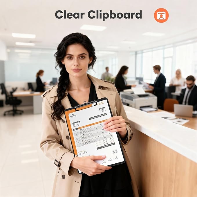 Plastic Clipboard Set of 12, 12.5 x 9'' Letter Size for Classroom, Students, Teacher, Nurse, A4 Black 8.5 x 11'' Clip Board with Low Profile Black Clip, Office & School Supplies