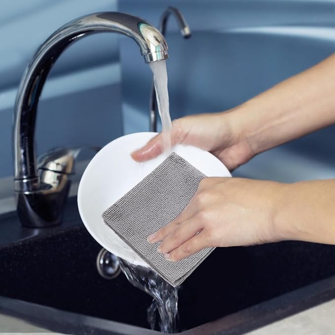 Microfiber Cleaning Cloths Roll 20pcs 25Cm Square Tear-Away Reusable Absorbent Towels for Kitchen and Household Cleaning Gray