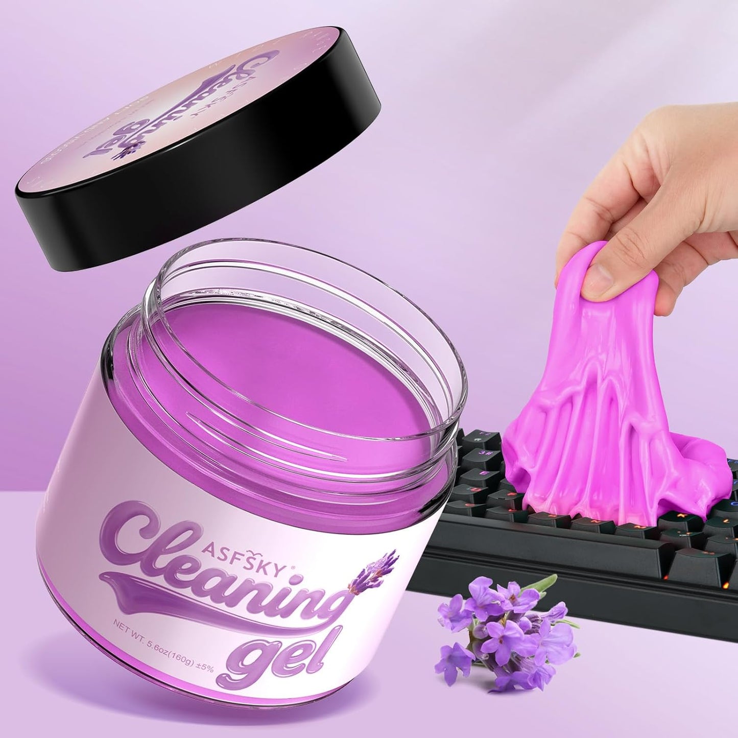 ASFSKY Car Cleaning Gel (Purple,Lavender) Cleaning Putty Universal Dust Cleaning Car Interior Cleaner Keyboard Dust Remover Car Slime Gifts for Men Women Girl（1 Pack）